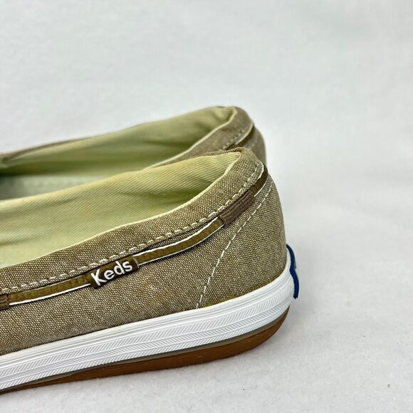 Keds Ortholite Slip-On Glimmer Khaki Boat Shoes Loafers Sz 6M Nautical - Picture 11 of 16